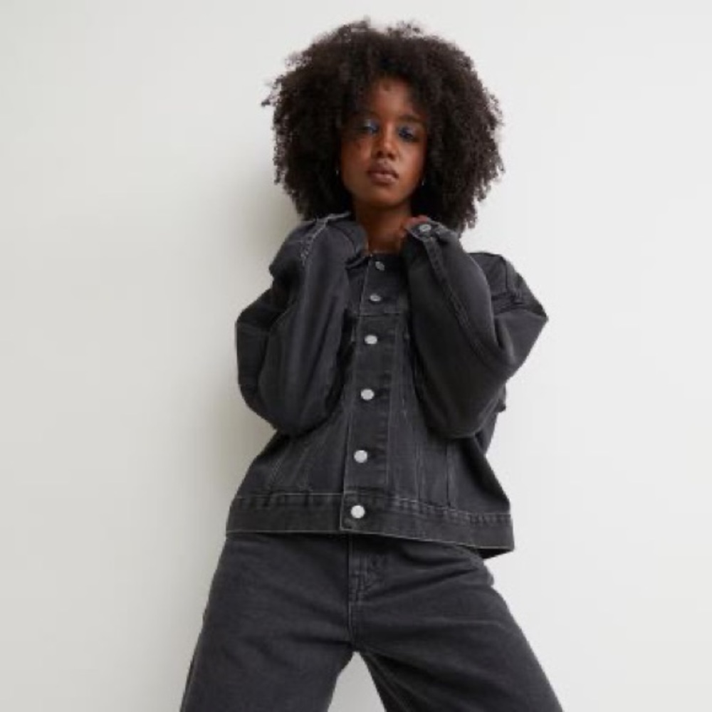 Oversized black denim jacket